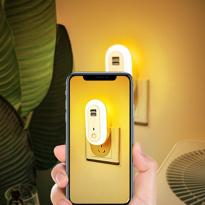 Lámpara Nocturna Ovalada con Puertos USB Duales, Control Remoto y Temporizador - Image 21