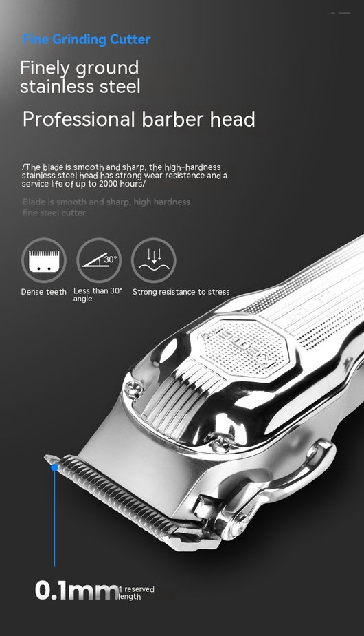 Silver electric hair clipper with LED display, six colorful guide combs, USB charging cable, cleaning brush, and oil. - Image 16