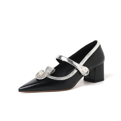 Zapatos de Tacón Alto en Cuero con Hebilla y Punta Afilada - Pumps de Lujo con Strass - Image 11