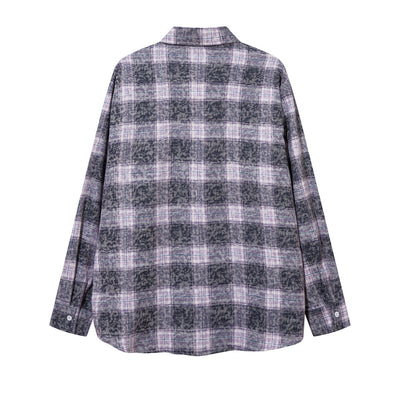 Camisa de Cuadros Manga Larga con Efecto Desgastado para Hombre - Image 31