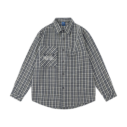Camisa de Manga Larga a Cuadros con Bolsillo Bordado para Hombre - Image 30