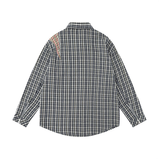 Camisa de Manga Larga a Cuadros con Bolsillo Bordado para Hombre - Image 48