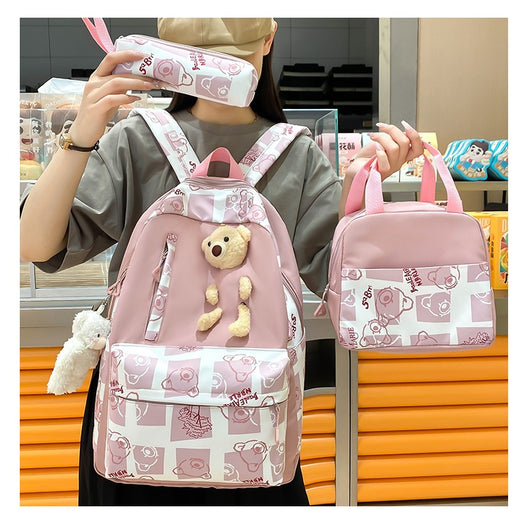 Set de 3 Piezas: Mochila Escolar con Diseño Osito y Lonchera para Niñas - Image 58