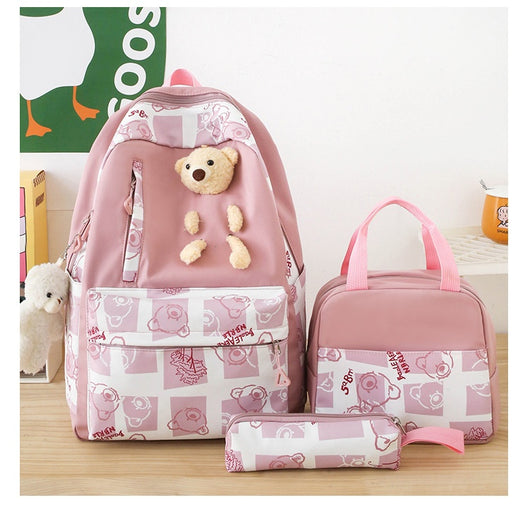 Set de 3 Piezas: Mochila Escolar con Diseño Osito y Lonchera para Niñas - Image 59
