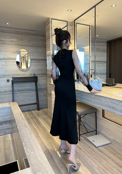 Vestido Largo Cuello Cuadrado Estilo Hepburn con Manga Vuelo - Elegancia Socialité - Image 7