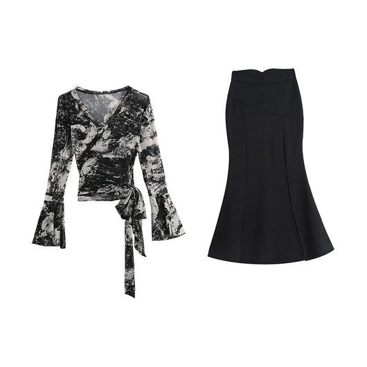 Conjunto Dos Piezas: Blusa Campana Reductora y Falda Sirena Cintura Alta - Image 18