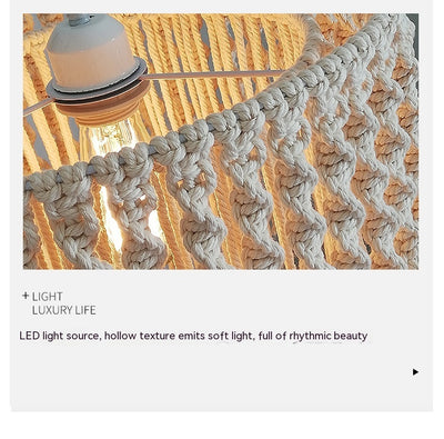 Lámpara Colgante Tejida Estilo Pastoral - Decoración Artesanal para Sala y Dormitorio - Image 14