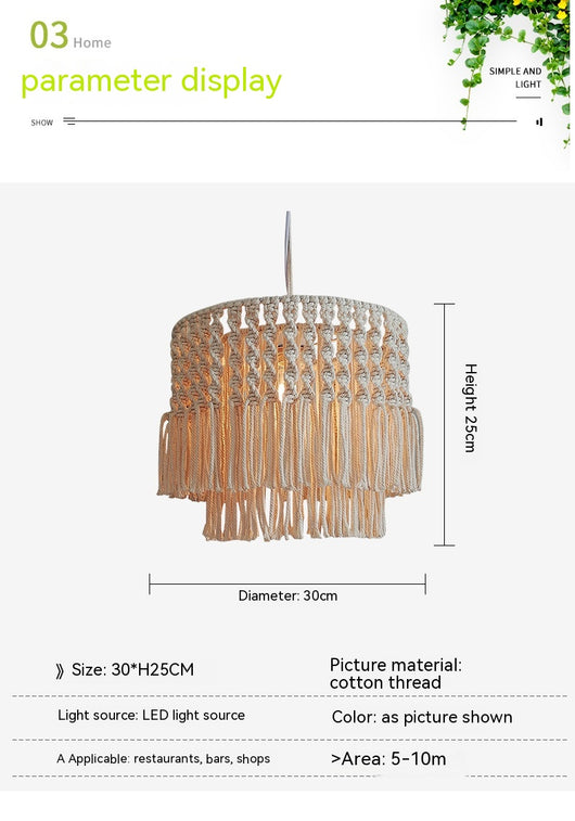 Lámpara Colgante Tejida Estilo Pastoral - Decoración Artesanal para Sala y Dormitorio - Image 18