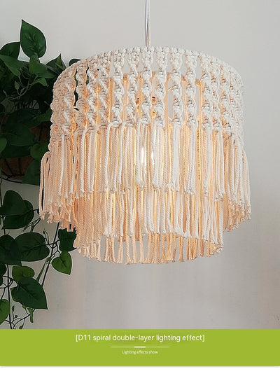 Lámpara Colgante Tejida Estilo Pastoral - Decoración Artesanal para Sala y Dormitorio - Image 19