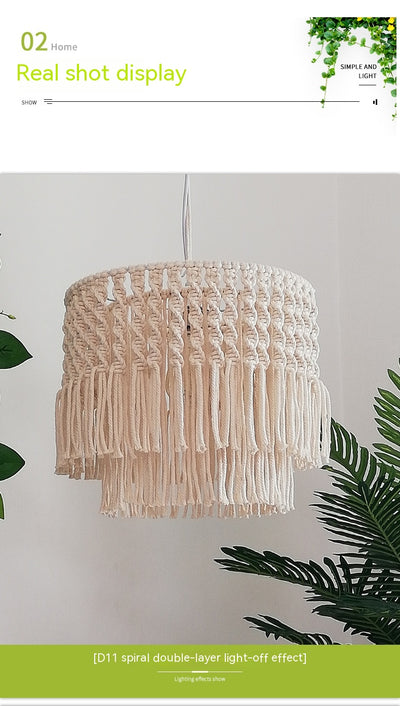 Lámpara Colgante Tejida Estilo Pastoral - Decoración Artesanal para Sala y Dormitorio - Image 20