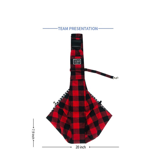 Bolsa Bandolera para Mascotas a Cuadros Rojo y Negro con Correa Ajustable - Image 19