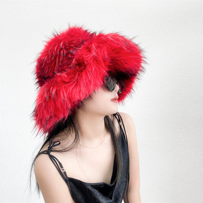 Gorro Punk de Piel de Mapache Grueso - Abrigo Ecológico para Otoño e Invierno - Image 90