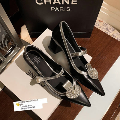 Zapatos de Tacón Alto en Cuero con Hebilla y Punta Afilada - Pumps de Lujo con Strass - Image 41