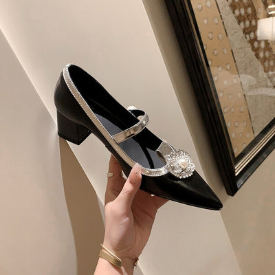 Zapatos de Tacón Alto en Cuero con Hebilla y Punta Afilada - Pumps de Lujo con Strass - Image 43