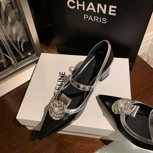 Zapatos de Tacón Alto en Cuero con Hebilla y Punta Afilada - Pumps de Lujo con Strass - Image 45