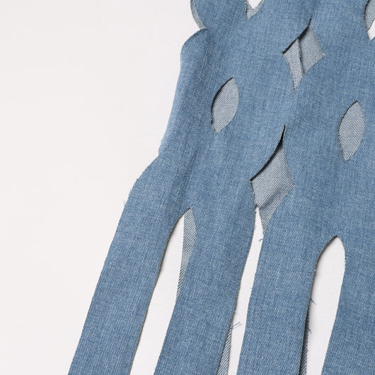 Cardigan Denim Largo con Diseño Hueco y Borlas Retorcidas para Mujer - Image 28