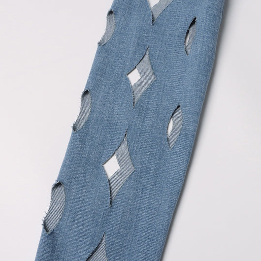 Cardigan Denim Largo con Diseño Hueco y Borlas Retorcidas para Mujer - Image 29