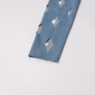 Cardigan Denim Largo con Diseño Hueco y Borlas Retorcidas para Mujer - Image 30