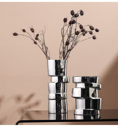 Florero Moderno de Vidrio Plateado - Decoración Elegante para el Hogar - Image 6
