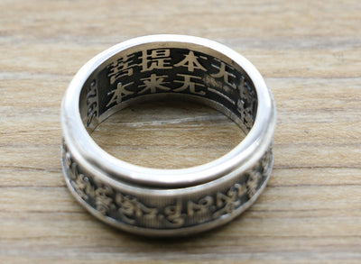Anillo de Plata Tailandés Vintage con Mantra Vajra Daming - Image 5