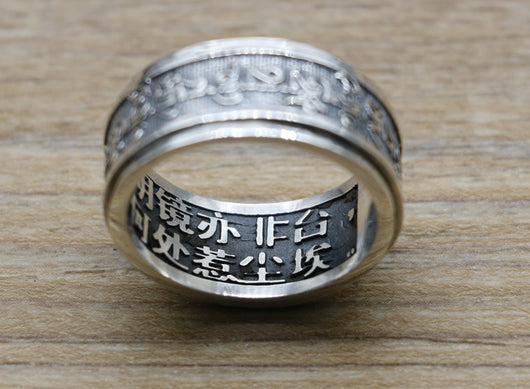 Anillo de Plata Tailandés Vintage con Mantra Vajra Daming - Image 6