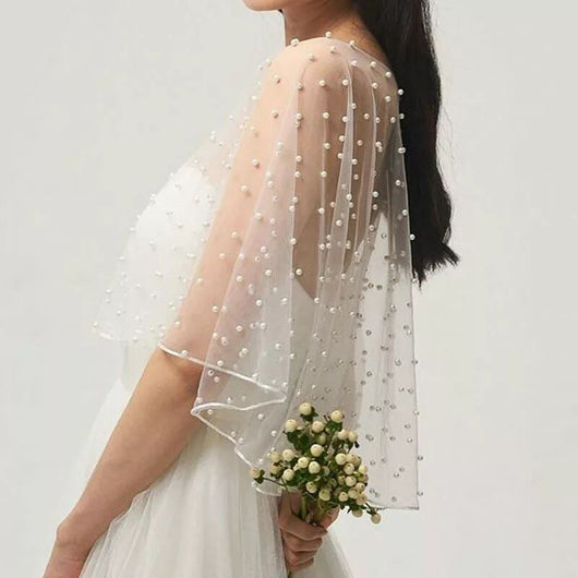 Chal Mesh Marfil con Orilla Asegurada - Gasa Perlada Blanca - Image 9