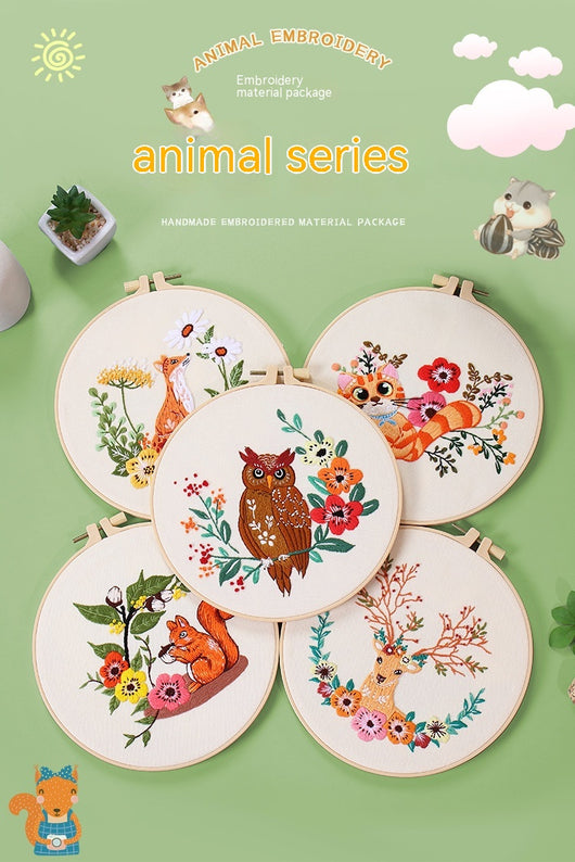 Kit Completo de Bordado Artesanal - Animales del Bosque (Ardilla, Búho, Zorro, Gato, Alce) - Image 18