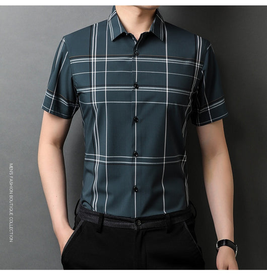 Camisa a Cuadros Manga Corta Moderna para Hombre y Mujer - Image 12