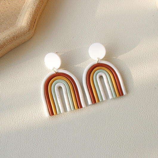 Aretes de Arcilla Polimérica Arcoíris Hechos a Mano Estilo Retro - Image 19