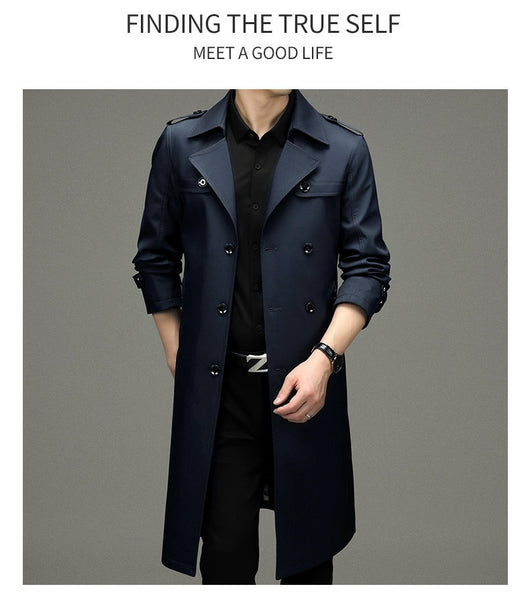 Gabardina Larga Cruzada para Hombre - Estilo Ejecutivo Casual - Image 19