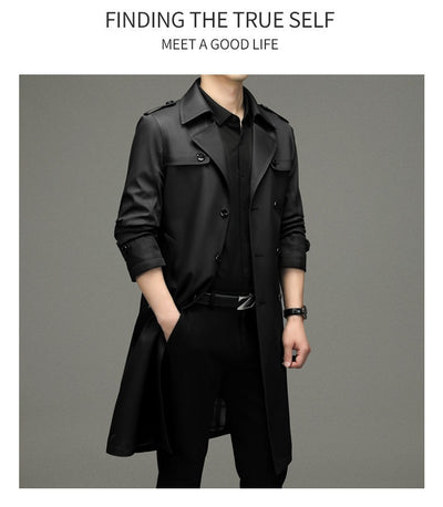 Gabardina Larga Cruzada para Hombre - Estilo Ejecutivo Casual - Image 24