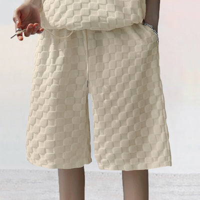 Conjunto de Shorts Sueltos a Cuadros Jacquard Estilo Casual - Image 57