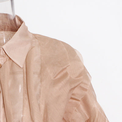 Camisa Casual Suelta con Cuello Solapa y Cordones - Diseño Irregular - Image 21