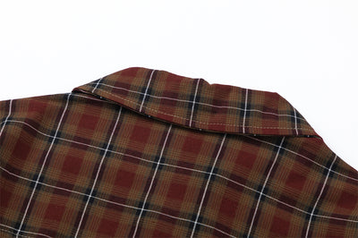 Camisa Cuadros Colorblock Irregular Estilo Europeo y Americano - Image 22