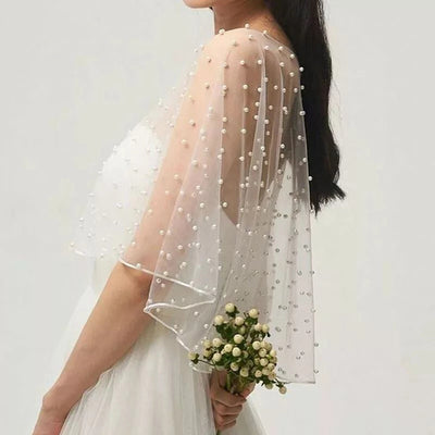 Chal Mesh Marfil con Orilla Asegurada - Gasa Perlada Blanca - Image 13