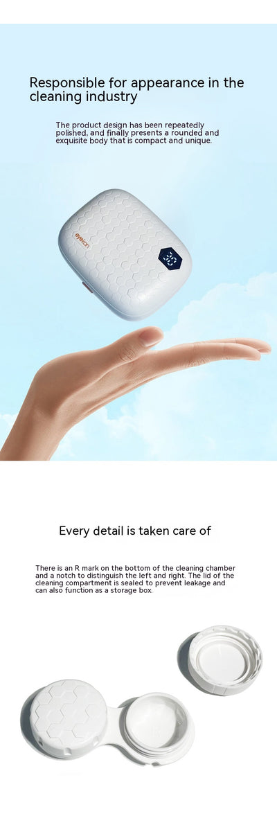 Pearl white automatic ultrasonic cleaning machine with honeycomb texture and digital display for invisible glasses. - Image 21