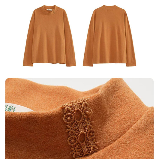 Blusa Térmica de Encaje con Cuello Alto y Manga Larga Ajustada - Image 15
