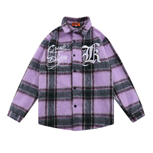 Camisa de Lana Escocesa con Letras Bordadas a Juego de Colores - Image 22