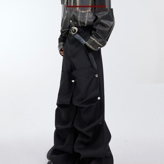 Pantalones Cargo Talle Alto con Costuras Fruncidas y Corte Holgado - Image 24