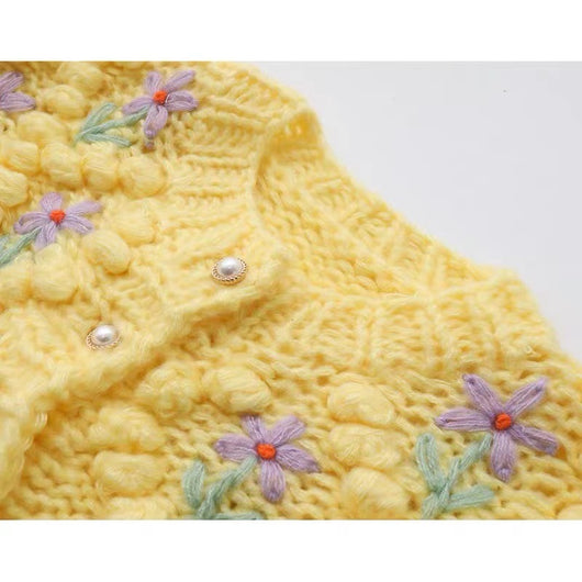 Cardigan Tejido a Mano con Hilo Grueso Arcoíris - Cuello en V Estilo Relajado - Image 8