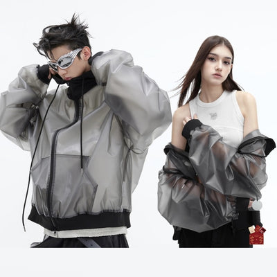 Chaqueta Impermeable con Capucha de Diseño Transparente Unisex - Image 9