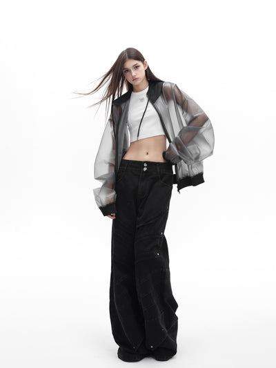 Chaqueta Impermeable con Capucha de Diseño Transparente Unisex - Image 11