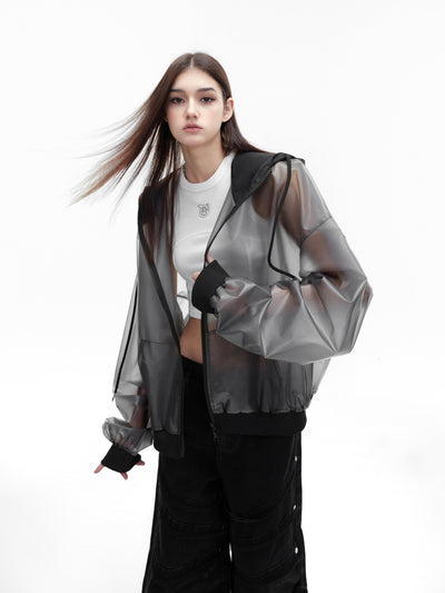 Chaqueta Impermeable con Capucha de Diseño Transparente Unisex - Image 13