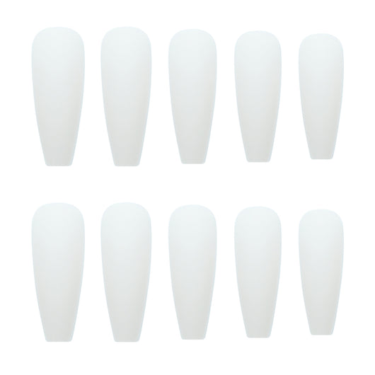 Uñas Postizas Blancas Largas con Textura Esmerilada - Image 7