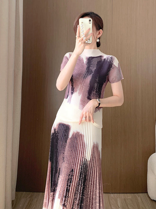 Conjunto Elegante Falda Plisada con Blusa Fashionable para Mujer - Image 23