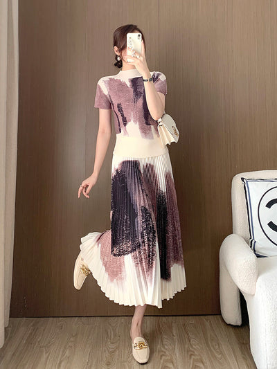 Conjunto Elegante Falda Plisada con Blusa Fashionable para Mujer - Image 27