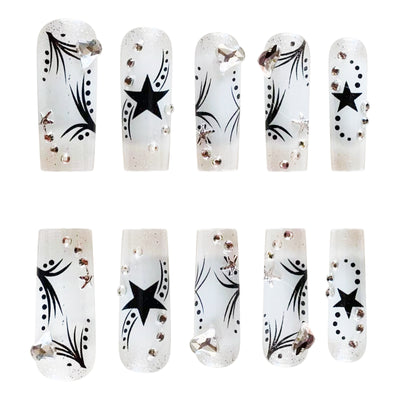 Uñas con Parches de Cristales Brillantes para Mujer - Image 9