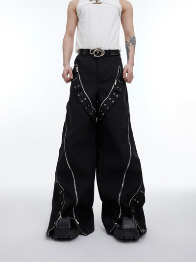 Pantalones Casuales Holgados con Diseño de Cremallera Metálica para Hombre - Image 7