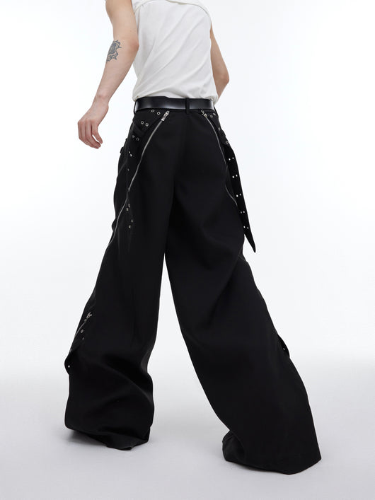 Pantalones Casuales Holgados con Diseño de Cremallera Metálica para Hombre - Image 8