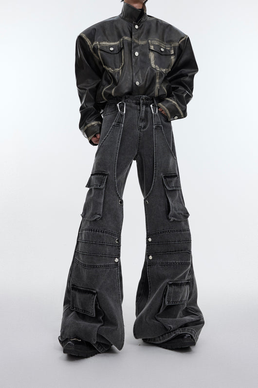 Pantalones Vintage Holgados de Pierna Ancha con Bolsillos Grandes para Hombre - Image 17